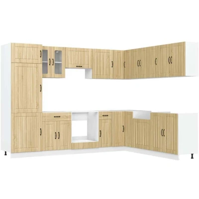 Image of vidaXL 14 Piece Kitchen Cabinet Set Lucca Sonoma Oak Engineered Wood