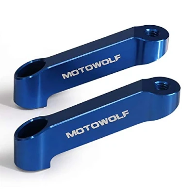 Image of 2pcs CNC Aluminum 10mm Clockwise Thread Motorcycle Mirrors Riser Extender Adaptor Bike Universal (Blue)