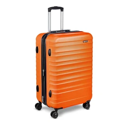 Image of Amazon Basics Hardside Luggage ABS Hard Shell Spinner/Suitcase with 4 Wheels, 68 cm, Burnt Orange