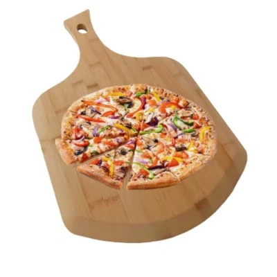 Image of MAGNA RETAIL Wooden Pizza Peel 12 Inch Bamboo Paddle Board Cutting Plate Serving Oven Accessories (12&quot;)
