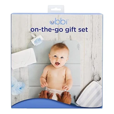 Image of Ubbi On The Go Gift Set, Baby Essentials, Includes Portable Changing Pad, Wipe Dispenser, and Bag Newborn Essential