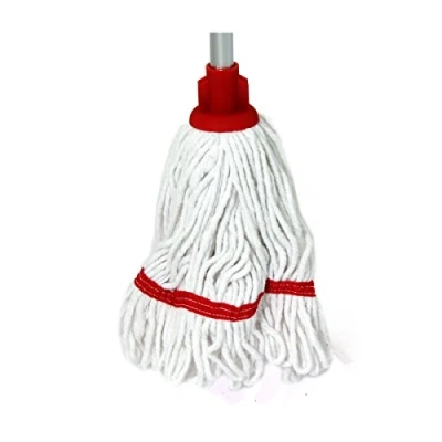 Image of Bentley Industrial HR/BS.35/R Mini Blended Socket Cotton Mop with Cap and Banding, Red