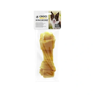 Image of Croci King Bone Knotted Bones with Cheese, Chew Reward Snack for Dogs in Natural Cowhide, Dental Stick Teeth Cleaning, 20 cm 110 g