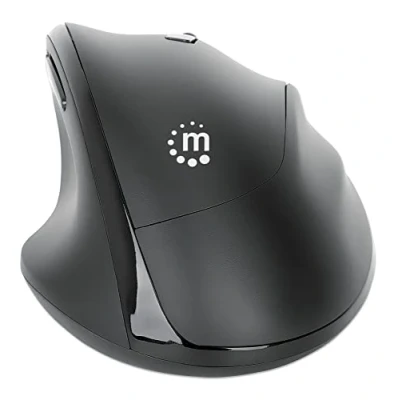 Image of Manhattan 190237 Ergonomic Wireless Mouse with USB A and C™ 2 in 1 Receiver Black