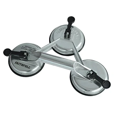 Image of Faithfull FAISUCPAD3 Aluminium Triple Pad Suction Lifter 120 mm Pads Supports Up to 150 kg