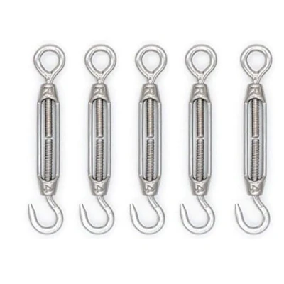 Image of Mecollection 5pcs M8 Stainless Steel 304 Hook &amp; Eye Turnbuckle Wire RopeTension