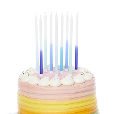 Image of Amscan 9911572 Blue Mix Tall Skinny Cake Candles 10 Pack