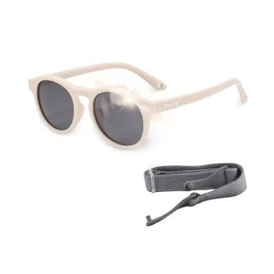 Image of Maesy Baby Sunglasses Bowi 1 3 Years Flexible Bendable Adjustable Elastic Band Polarised UV400 Protection Boys and Girls Round (Beige ecru)