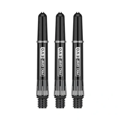 Image of TARGET Darts Raymond van Barneveld Pro Grip EVO Chrono Titanium Shafts, Set of 3 Professional Dart Accessories, Shaft Sets, Pack Length: Short (37.7mm)