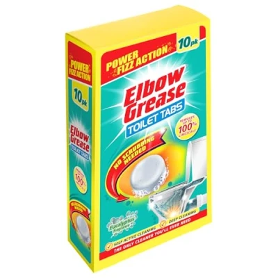 Image of Elbow Grease Toilet Cleaner Tabs No Scrubbing Needed Removes Up To 100% Limescale (Eucalyptus Pack of 10 Tablets)