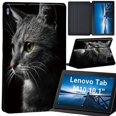 Image of animal Case for Lenovo Tab M10 TB X605F/ X605L/ X505F/ X505L Leather Tri Fold Stand Cover 10.1 Inch Tablet (Cat)