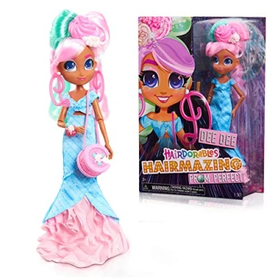 Image of Hairdorables Hairmazing Prom Perfect Fashion Dolls, Dee Dee, Pink and Green Hair, by Just Play