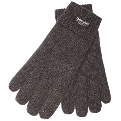 Image of EEM knitted wool gloves for women with Thinsulate lining, 100% wool, anthracite L/XL