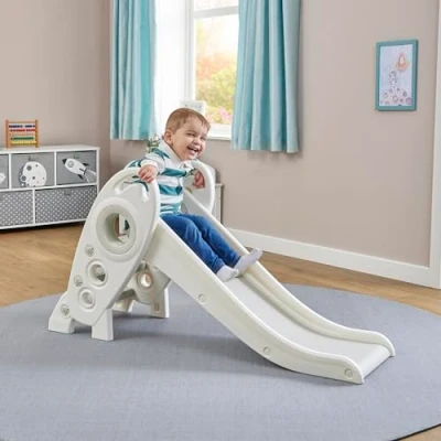 Image of Liberty House Toys Kids Rocket Slide First Slide, Playset for Indoor or Outdoor use Garden White and Grey, H645 x W330 D1250mm, LHT191WH