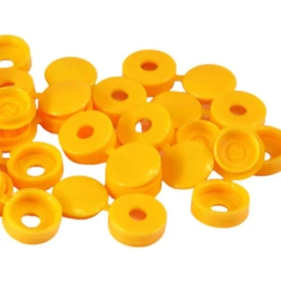 Image of 50Pcs Screw Covers Hinged Plastic Caps Folding Snap on Flip Tops Fit M4 Protector for Furniture Decorative (Yellow)