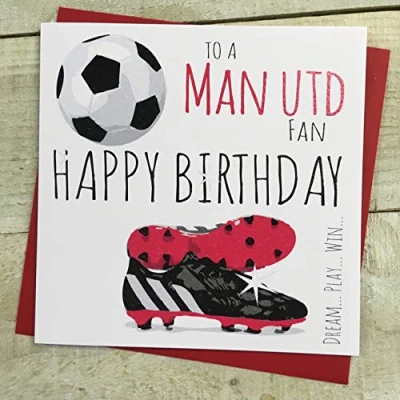 Image of Manchester United Man Utd Football Club FC Happy Birthday Card by WHITE COTTON CARDS FFP4, 4