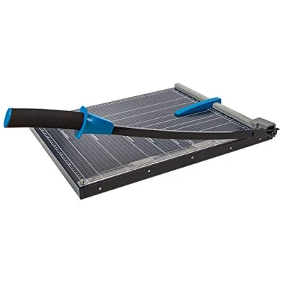 Image of Genie GM Paper Lever Cutter (Suitable for formats up to DIN, Materials Such as Paper, Photos, Craft Cardboard etc., High Quality Metal Worktop) Black/Blue A3