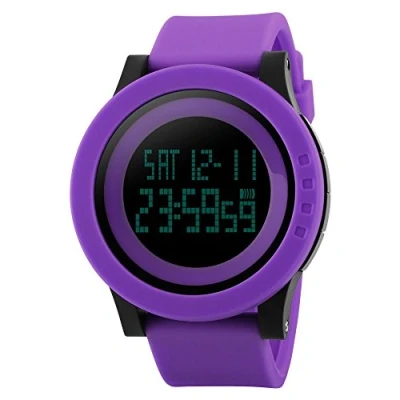 Image of TONSHEN Unisex Digital Watch Plastic Case with Rubber Band 50M Waterproof Outdoor Military Electronic Multifunction Sport Watches Stopwatch Countdown Alarm (Purple)