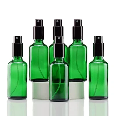Image of YIZHAO 50ml Green Glass Spray Bottle for Essential Oils, Small Empty Fine Mist Bottle, Cleaning, Aromatherapy, Cosmetic Sprays, Hair 6 Pcs