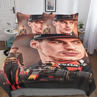 Image of BYTUGI F1 Racing 3D Duvet Cover with Pillowcases Bedding Set, Quilt Set Zipper Soft Comfortable Microfiber Double（200x200cm）