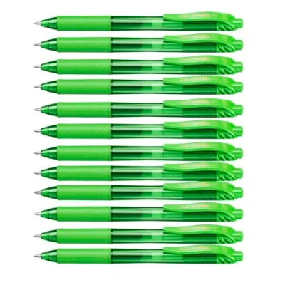 Image of Pentel EnerGel X Retractable Gel Pen Lime Green Ink Pack of 12