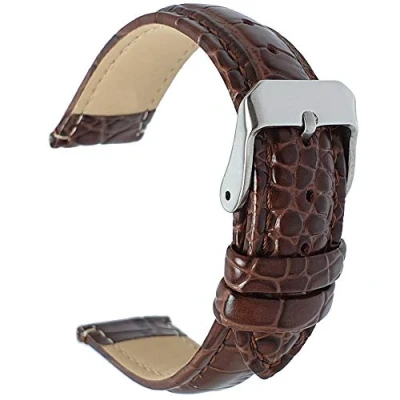Image of Talk Time Brown Alligator Grain Italian Padded Leather Watch Strap 22mm