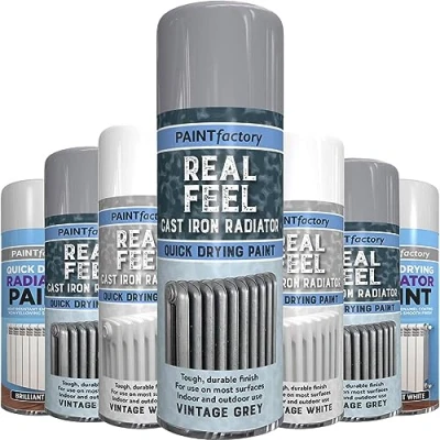 Image of AlezyB 1 x Real Feel Radiator Vintage Grey Spray 400ML Aerosol for Interior &amp; Exterior Tough, Protect Against Rust Durable Finish