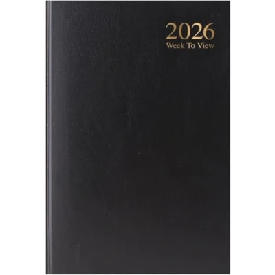 Image of 2025 A5 week to view page hardback diary (Black)