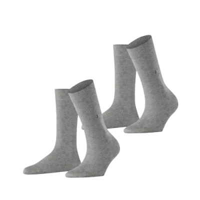 Image of Burlington Women&#039;s Everyday 2 Pack W SO Cotton Plain Pairs Socks, Grey (Light 3401), 3.5 7