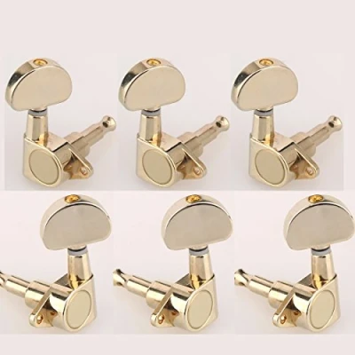 Image of Musiclily 3x3 Epi Style Sealed Guitar Tuners Tuning Pegs Keys Machine Heads, Half Moon Button Gold