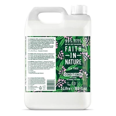 Image of Faith In Nature Natural Tea Tree Conditioner, Cleansing, Vegan &amp; Cruelty Free, No SLS or Parabens, For Normal to Oily Hair, 5L Refill Pack