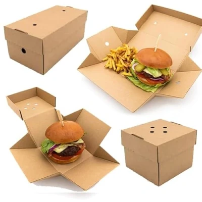 Image of Bag Market 100 x Compostable Premium Kraft Gourmet Burger Boxes (Small)