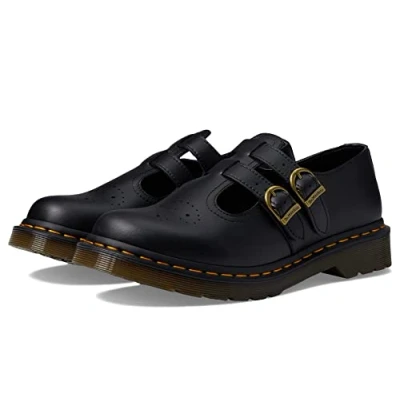 Image of Dr. Martens Women&#039;s Vegan 8065 Mary Jane Flat, Black Felix Rub Off, 5 UK