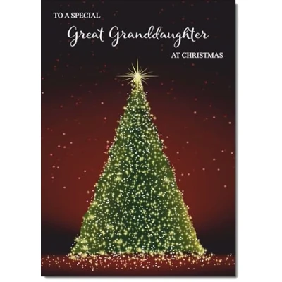 Image of doodlecards Great Granddaughter Christmas Card Green Tree Medium Size for with Plain Envelope