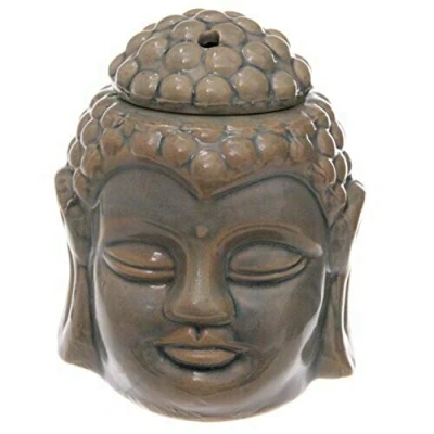 Image of Puckator Eden Crackle Glaze Thai Buddha Head Ceramic Oil Burner Living Room Accessories Wax Liquidizer For Essential Oils Burners Scents Melter Melt Holder Fragrance
