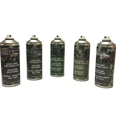 Image of Kings Army Spray Paint Ultimate Jungle Pack, Olive Drab, Green, Forest Camouflage Nato Military paintball airsoft 400ml Vehicle Paint, Model Maker
