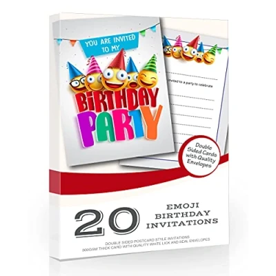 Image of Olivia Samuel 20 x Kids Birthday Party Invites from Children&#039;s Fun Cartoon Style Invitations A6 Postcard Ready to Write