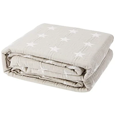 Image of VIALMAN Bedspread Sofia 10 Double Bed Stars Quilt Coverlet Size 230 x 270 cm &amp; Sofa Throw Beige