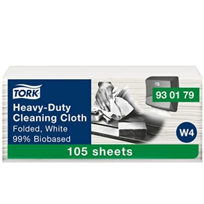 Image of Tork Biobased Heavy Duty Cleaning Cloth White W4, 1 ply, 105 cloths, 930179