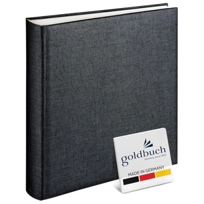 Image of goldbuch Summertime 31 660 Photo Album, Anthracite, Book 30 x 6 cm, Album 100 White Pages, Picture Cover Linen, Bookbound, Black/Grey