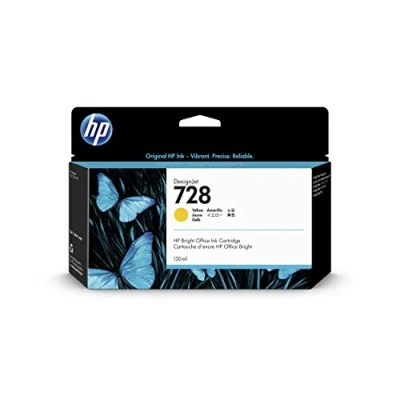 Image of HP 728 F9J65A Yellow 130 ml Genuine Ink Cartridge with Original DesignJet Ink, for T730 and T830 Large Format Plotter Printers 729 Printhead