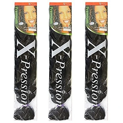 Image of X pression Premium Original Ultra Braid. Colour 1B (Pack of 3) by