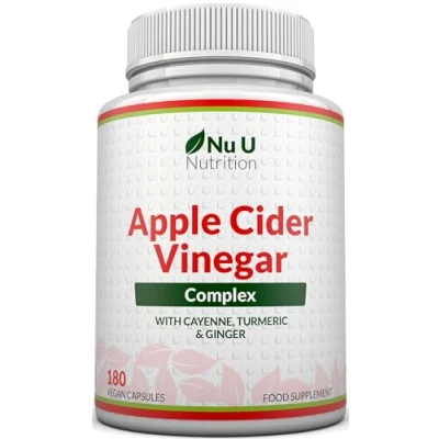 Image of Apple Cider Vinegar 1120mg 180 Vegan Capsules not Tablets 3 Month Supply Complex with Turmeric, Cayenne &amp; Ginger Extracts Made in The UK
