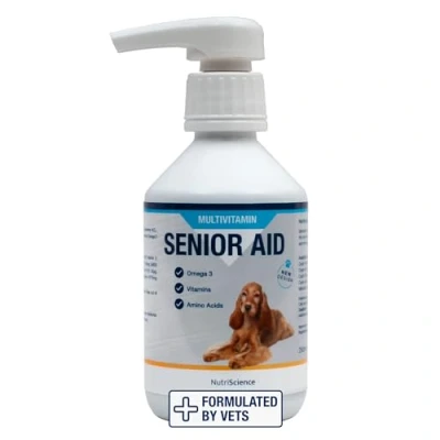 Image of NutriScience PlaqueOff SeniorAid Liquid Supplement 250ml For Elderly Dogs and Cats