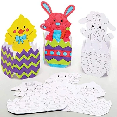 Image of Baker Ross Easter Egg Pop Up Colour in Cards Pack of 10, for Kids (AX811)