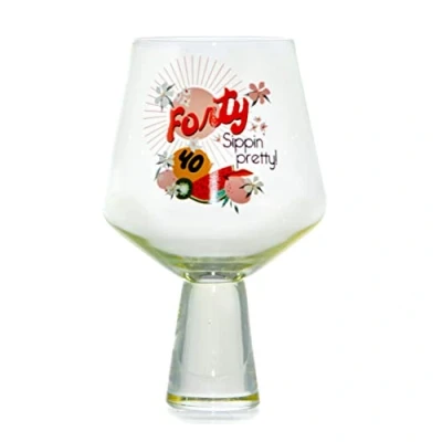 Image of Boxer Gifts Forty Sippin Pretty 40th Birthday Cocktail Glass Fun &amp; Colourful Party Gift for Her…