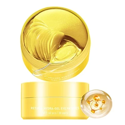 Image of LANBENA Retinol Hydra Gel Eye Mask Sheet Collagen Patches Skin Care Hyaluronic Acid for Moisturizing Anti Aging Remove Dark Circles Bag (Gold)