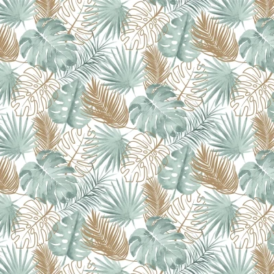 Image of Tropical Leaves Wallpaper Green Muriva L604 04