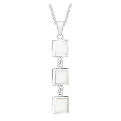 Image of Tuscany Silver Women&#039;s Sterling 3 Square Mother of Pearl Drop Pendant on Adjustable Curb Chain 41cm/16&quot; 46cm/18&quot;