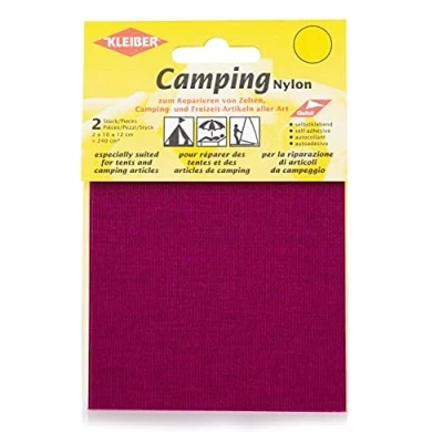 Image of Kleiber Canvas Style Self Adhesive Waterproof Nylon Repair 2 Patches (10cmx12cm Each) Dark red/Bordeaux